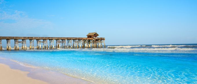 A sunny day at one of the best beaches in Cocoa Beach, Florida.