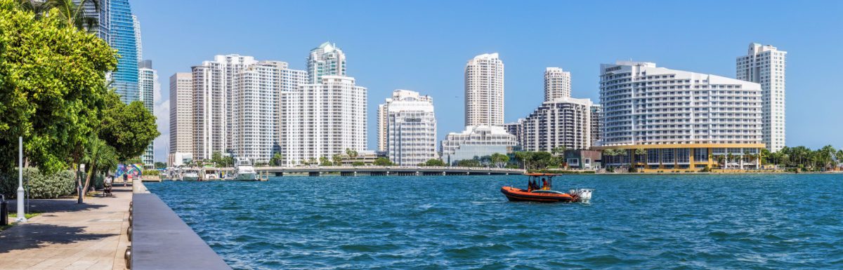 A beautiful view of one of the best places to visit in the USA during November, downtown Miami.