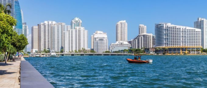 A beautiful view of one of the best places to visit in the USA during November, downtown Miami.