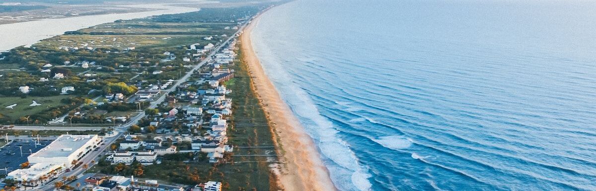 Drone view of the St. Augustine coastline, Florida, USA.