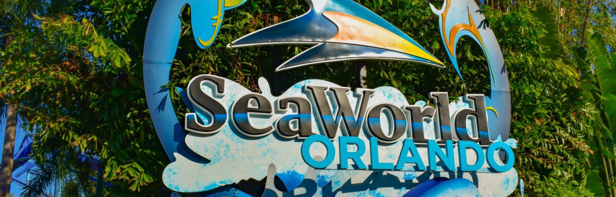 Seaworld sign in Orlando, Florida, USA.