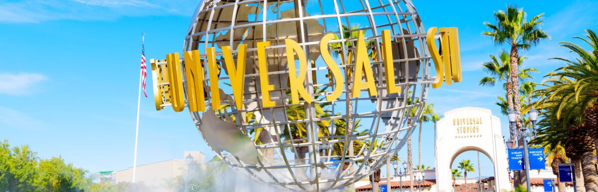 Entrance to the Universal Studios Hollywood in Los Angeles, California, USA.
