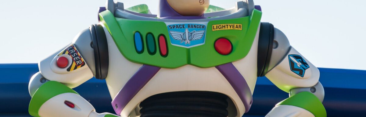 A giant model of Buzz Lightyear from the Pixar movie Toy Story at Disney World Amusement Park.