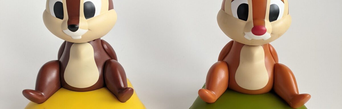 Cute Chip and Dale display on a white table.