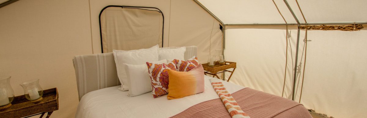 A luxury glamping tent.
