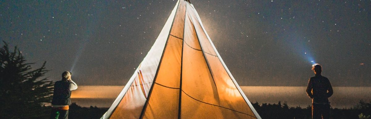 Men glamping under the stars.
