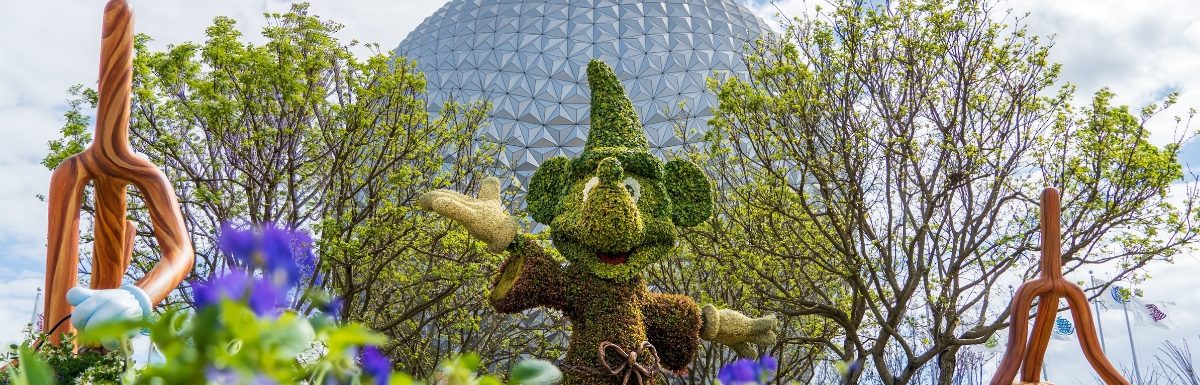 The entrance display during the 2021 Epcot International Flower and Garden Festival in Disney World, Florida, USA.