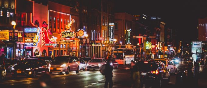 Broadway, Downtown Nashville, Tennessee.