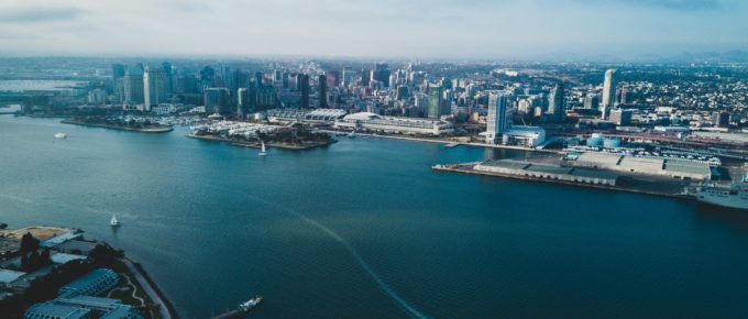 San Diego Bay, California, United States, view from above.