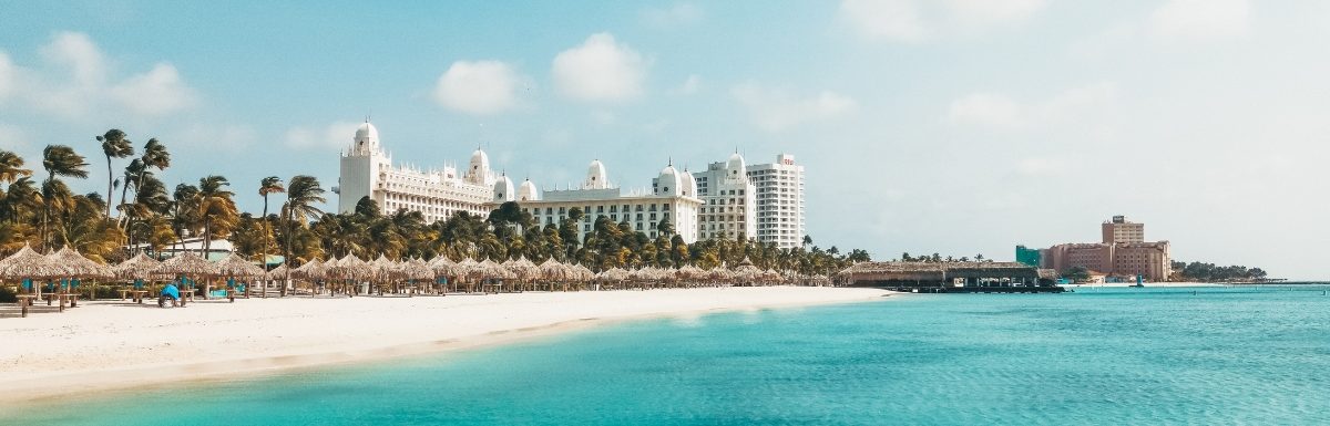 Beautiful palm beach in Aruba.