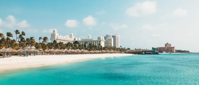 Beautiful palm beach in Aruba.