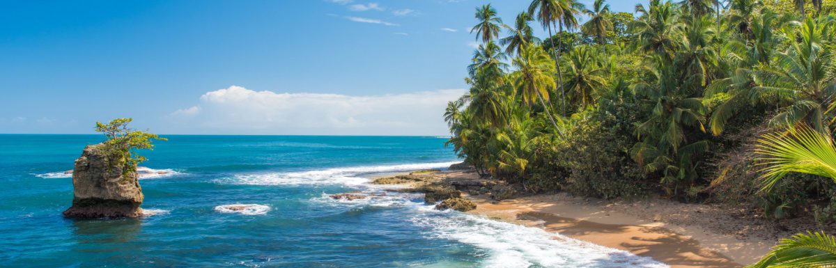 Wild Caribbean beach of Manzanillo at Puerto Viejo, Costa Rica.