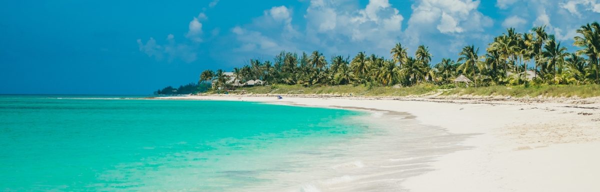 Beautiful white sand beach in Eleuthera, Bahamas.