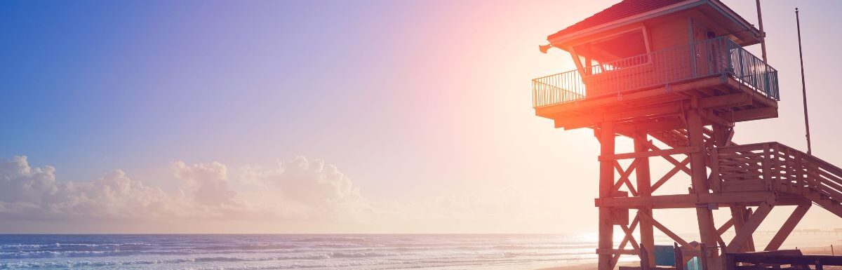 Daytona Beach in Florida baywatch tower in USA.