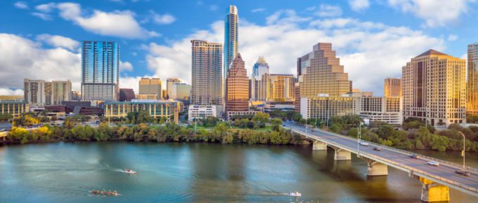 Downtown Skyline of Austin, Texas in USA.