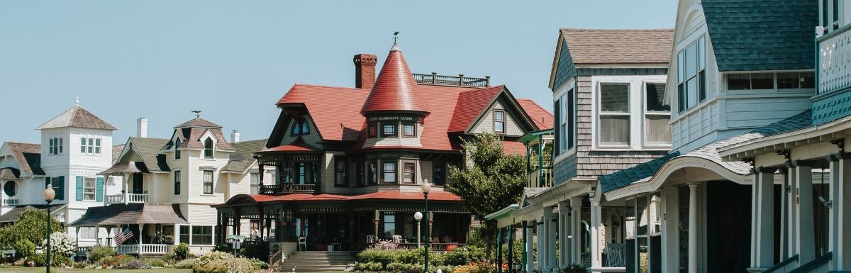 Gingerbread or Victorian style houses on Martha's Vineyard, Massachusetts, USA.