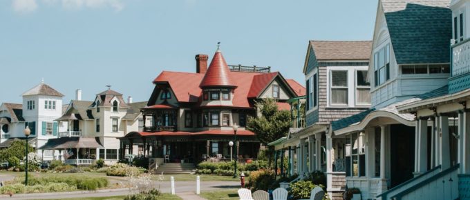Gingerbread or Victorian style houses on Martha's Vineyard, Massachusetts, USA.