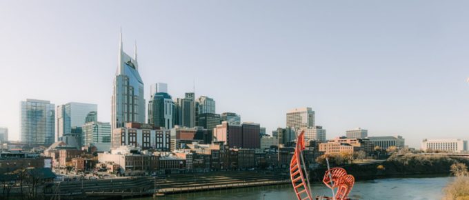 City skyline during daytime in Nashville, Tennessee, USA.