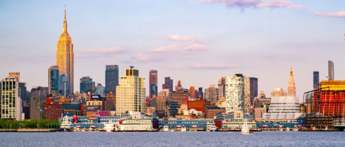 City skyline of New Jersey, as seen from the Boardwalk.