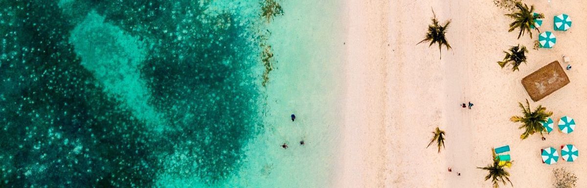 Aerial view of people during the daytime in Coco Cay, The Bahamas.