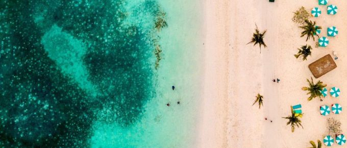 Aerial view of people during the daytime in Coco Cay, The Bahamas.