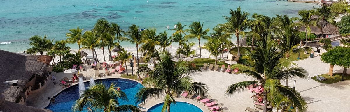 Green palm trees near the beach during daytime in Cancún, Quintana Roo, Mexico.
