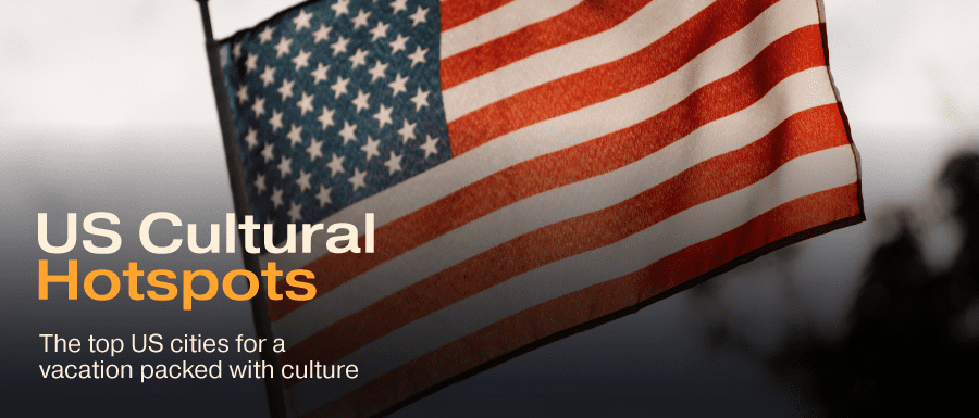 Image showing the US flag with text overlay reading US Cultural Hotspots.
