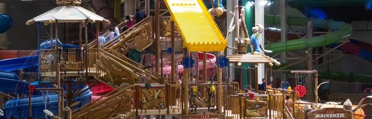 A view of the indoor water park at Great Wolf Lodge.