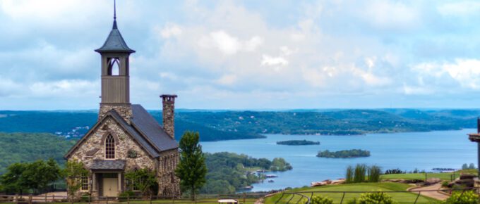Stone church at top of the rock in Branson Missouri.