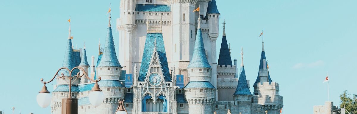Disney castle during the day in Walt Disney World, Florida, USA.