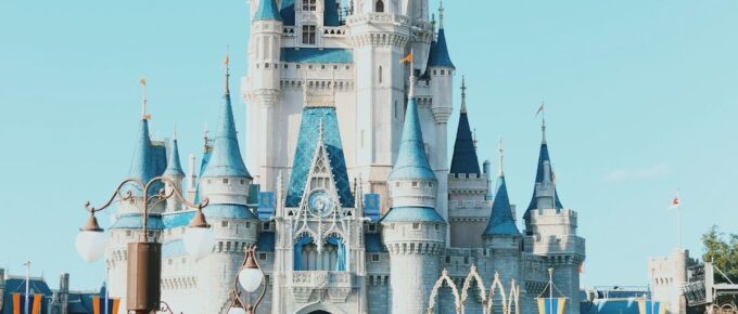 Disney castle during the day in Walt Disney World, Florida, USA.