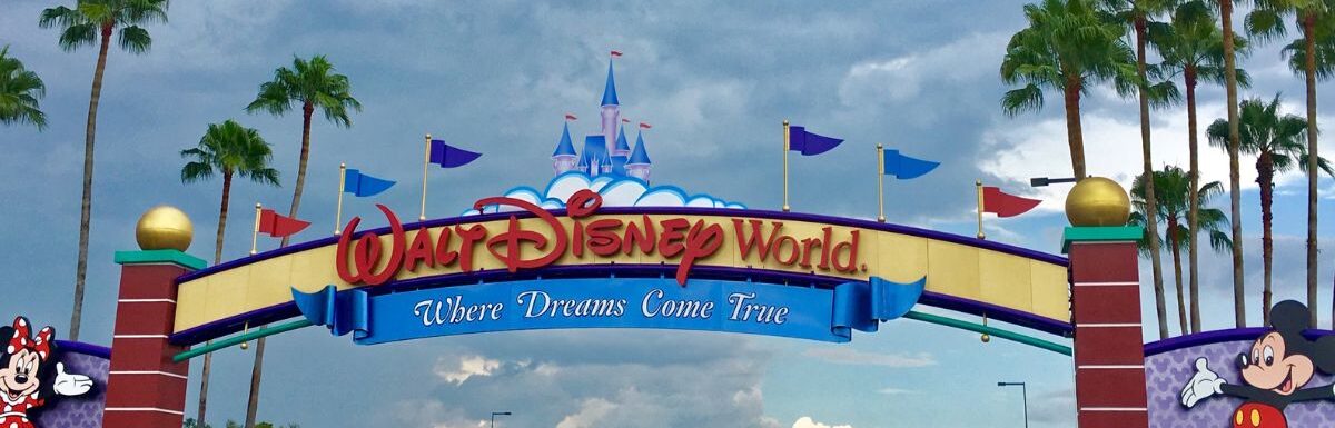Entrance of Walt Disney World near Orlando, Florida, USA.