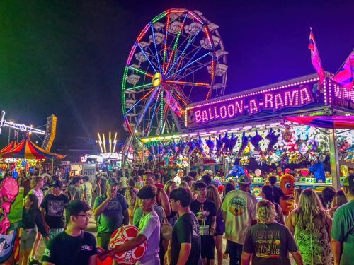 A crowd of people at the Iowa State Fair