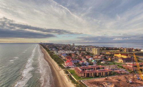 An aeriel view of South Padre Island, Texas.