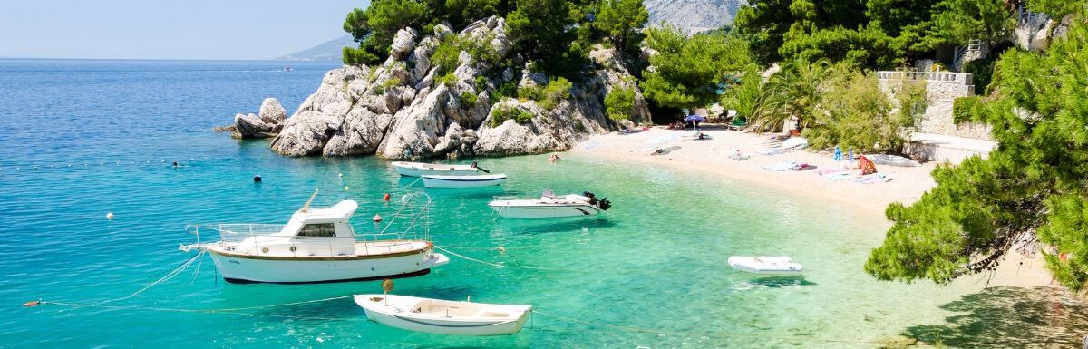 Beautiful Makarska riviera beach near Brela town, Dalmatia, Croatia.