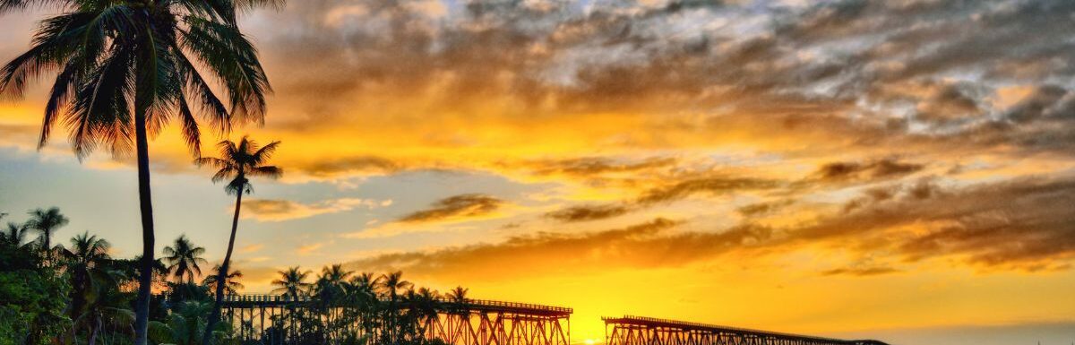 Sunset view of bahia honda state park, Florida Keys.