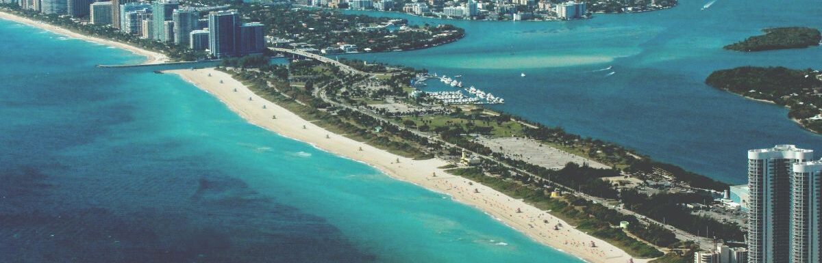 Aerial photography of Miami, Florida, USA during the day.