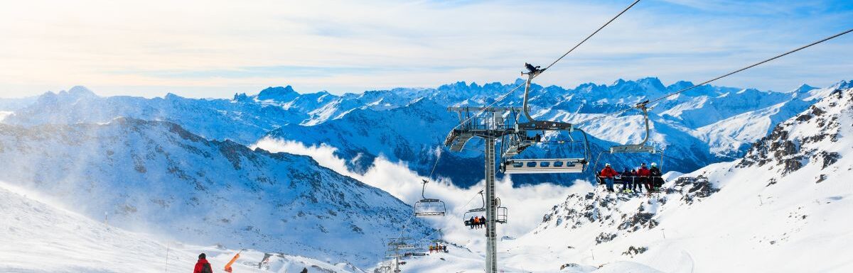Beautiful mountains and the blue sky, winter landscape.