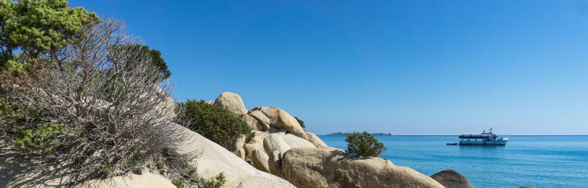 Huge rocks of Pullman Timi Ama wild beach Sardinia Island Italy.